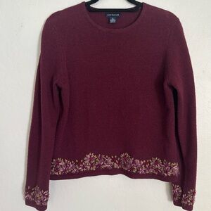 Ann Taylor embroidered burgundy sweater